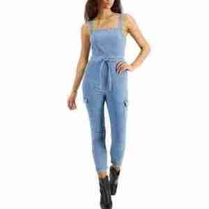 Tinseltown Belted Denim Jumpsuit
